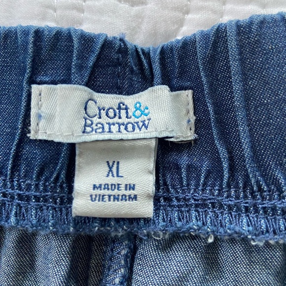 Croft & Barrow NWT Wide Leg Pull On Blue Chambray Cropped Pants Size XL - Picture 3 of 13